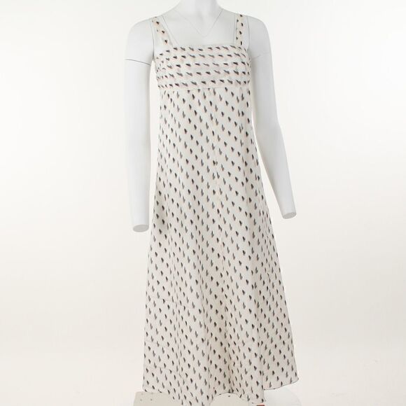 Theory Floral Ikat Print Silk Tie Back MIDI Dress - Picture 2 of 5